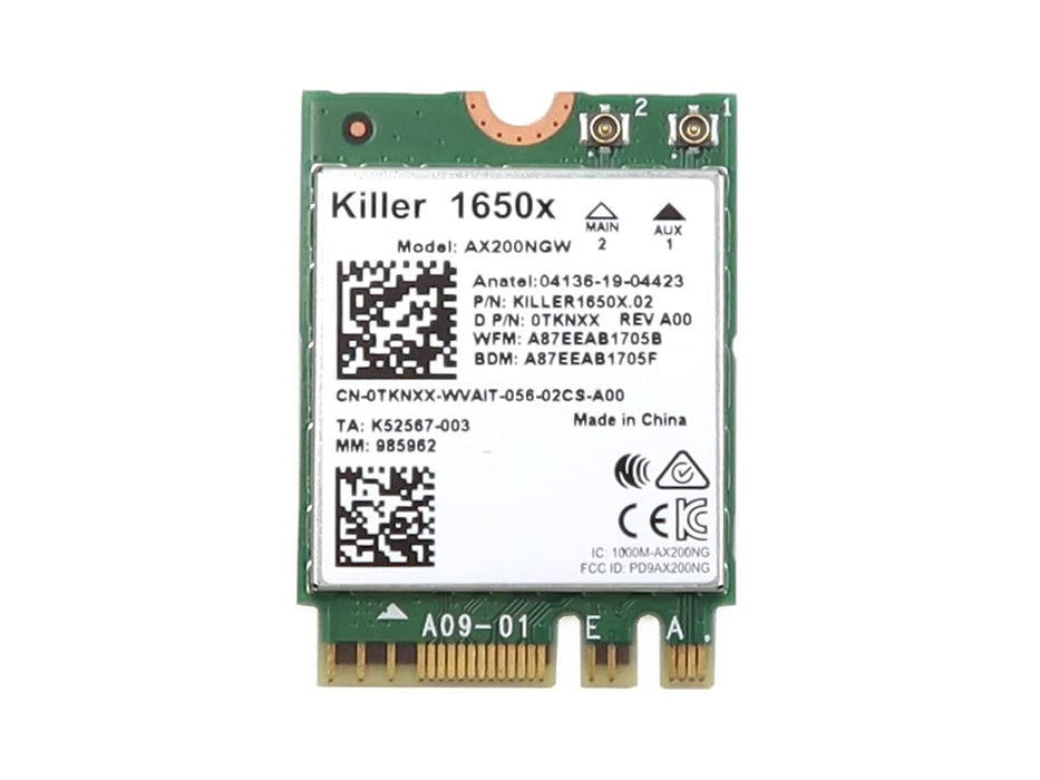 AX200NGW Wi-Fi 6 AX200 (Gig+) PCI-Express M.2 2230 802.11ax WLAN 2.4Gbps Bluetooth 5.2 WiFi Card TKNXX 0TKNXX CN-0TKNXX Compatible Replacement Spare Part for Intel Compatible and Laptop Systems